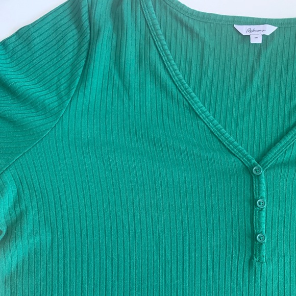 Green Ribbed Long Sleeve Top - Picture 4 of 7